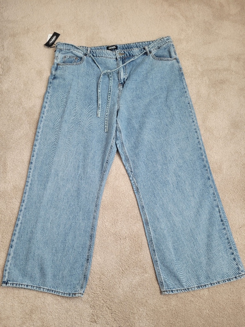 BUFFALO JEANS Wide Leg Belted Jeans For Women Size 20 Light Blue